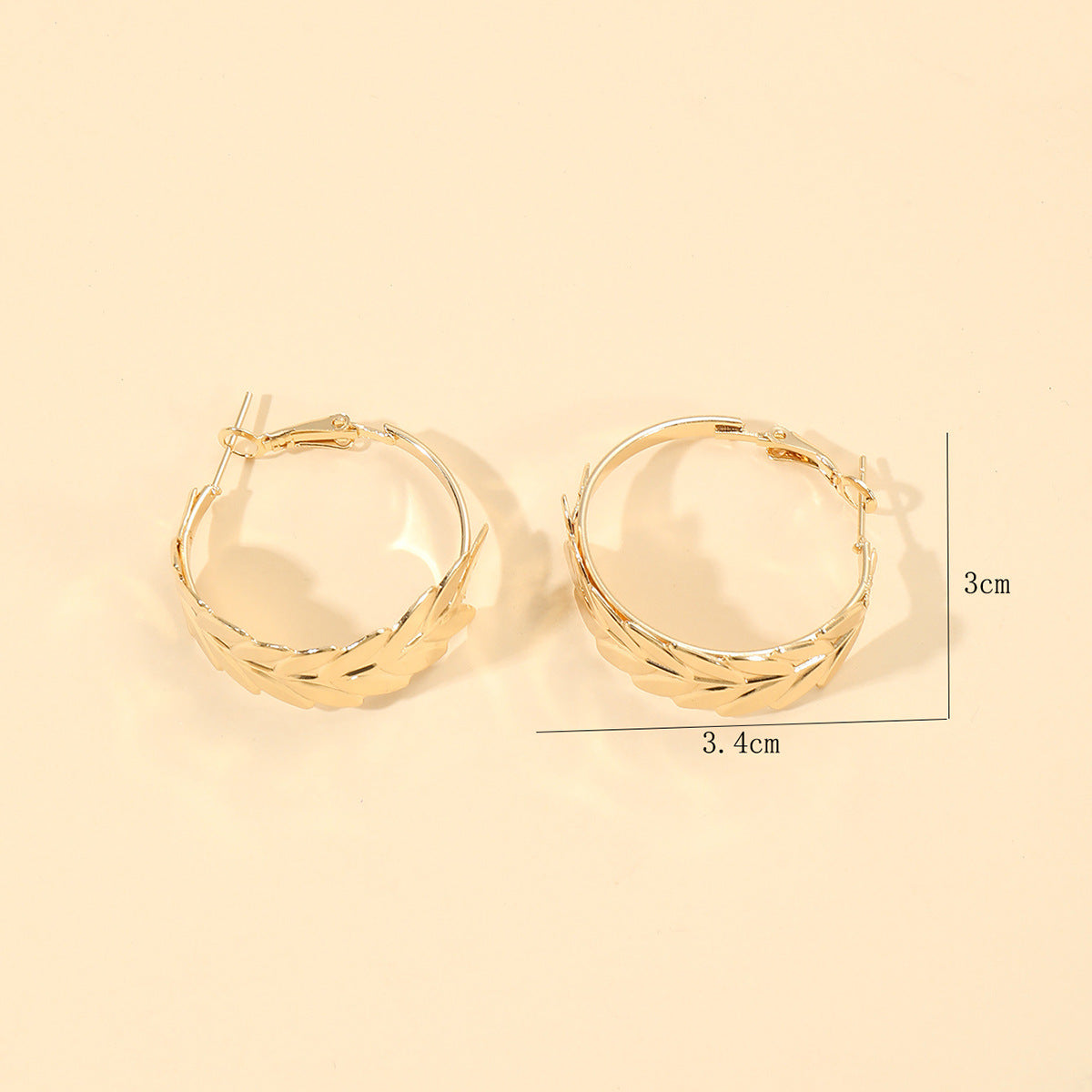 Wholesale Creative Exaggerated Metal Geometric Round Feather Hoop Earrings